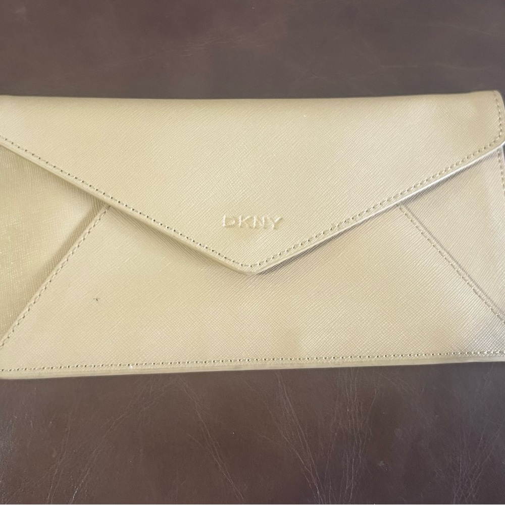 DKNY Cream Envelope Clutch with Subtle Logo